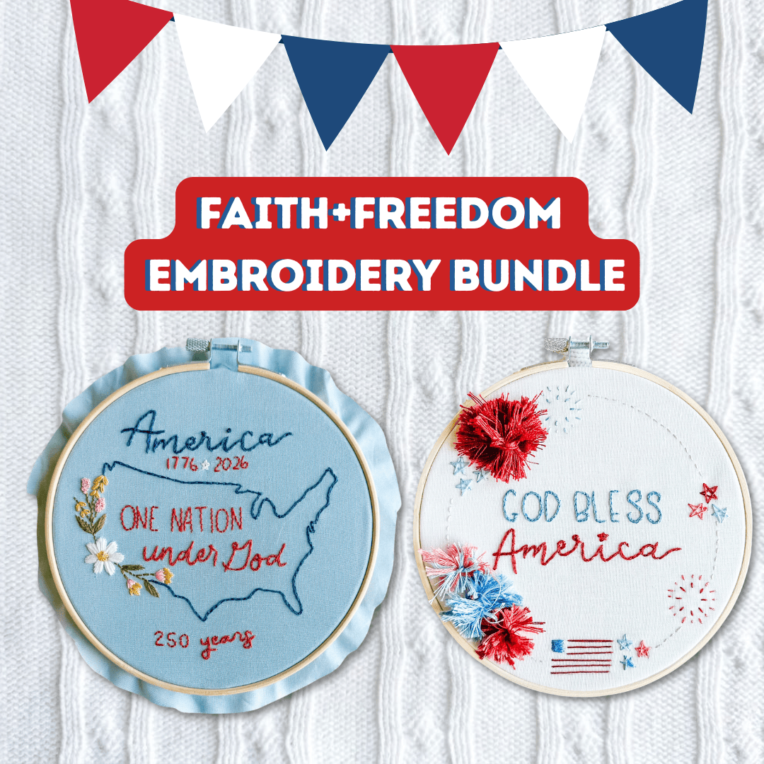 ellyandgrace Embroidery Kit Faith + Freedom Embroidery Bundle