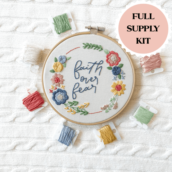 ellyandgrace Embroidery Kit Faith Over Fear Embroidery Kit