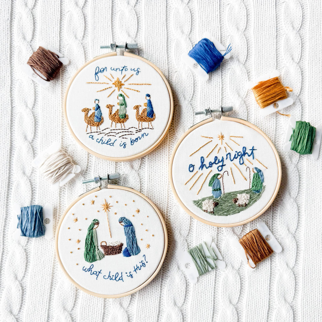 ellyandgrace Embroidery Kit For Unto Us Christmas Ornaments Embroidery Kit