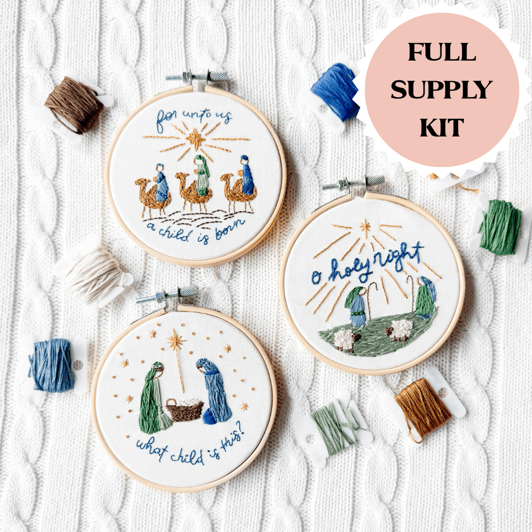 ellyandgrace Embroidery Kit For Unto Us Christmas Ornaments Embroidery Kit