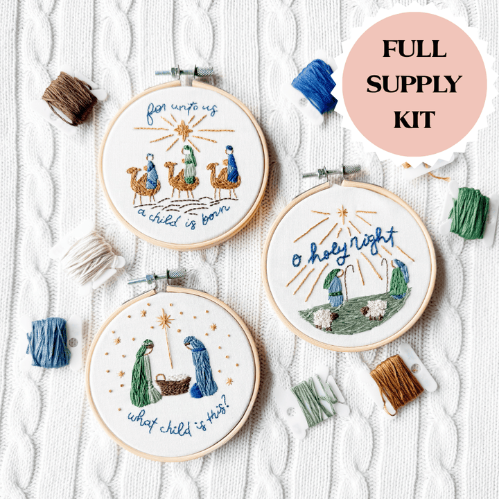 ellyandgrace Embroidery Kit For Unto Us Christmas Ornaments Embroidery Kit