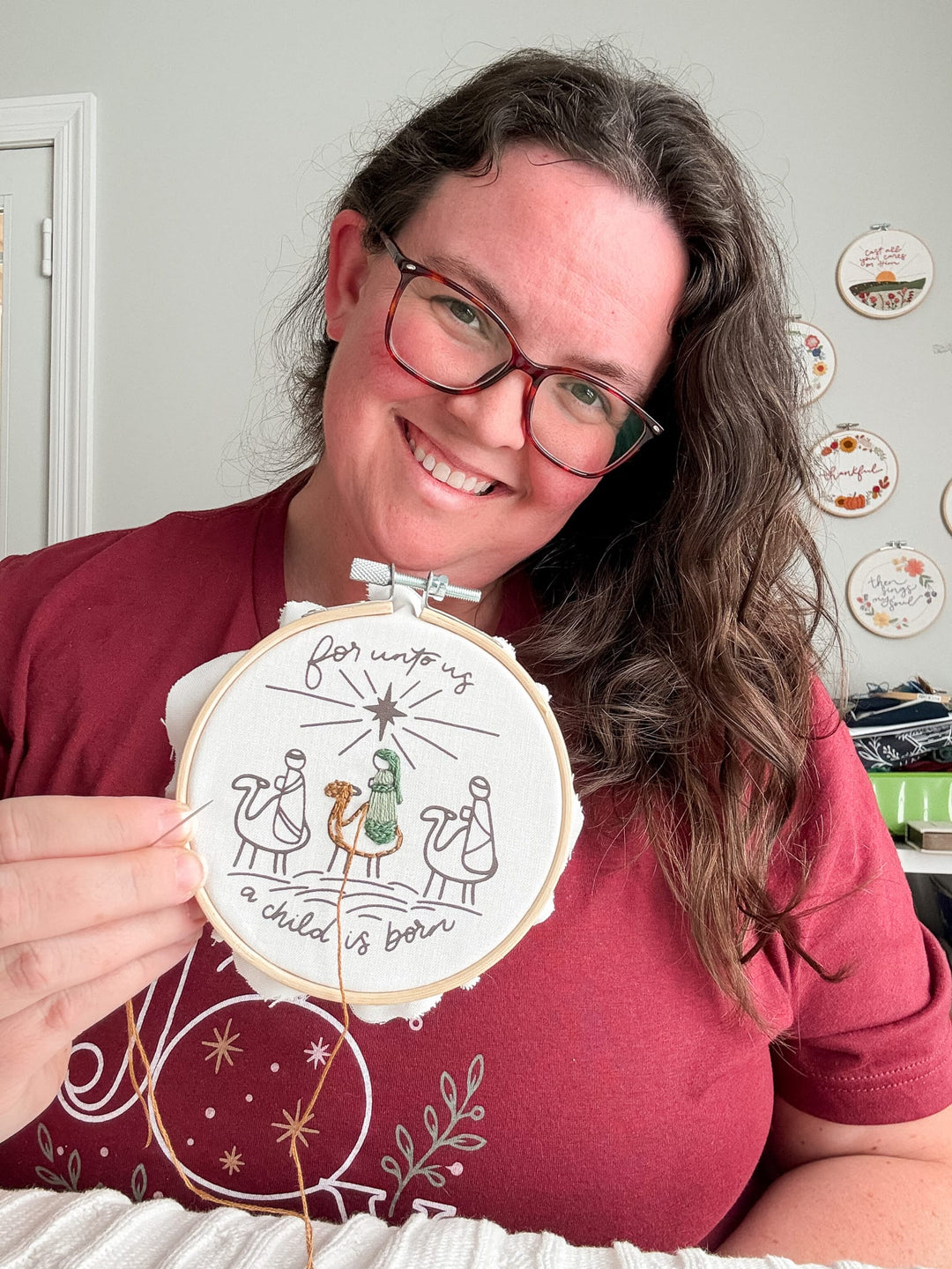 ellyandgrace Embroidery Kit For Unto Us Christmas Ornaments Embroidery Kit