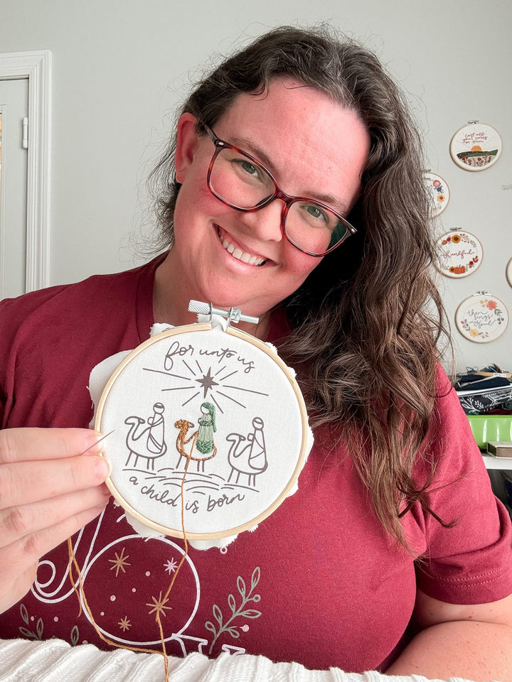 ellyandgrace Embroidery Kit For Unto Us Christmas Ornaments Embroidery Kit