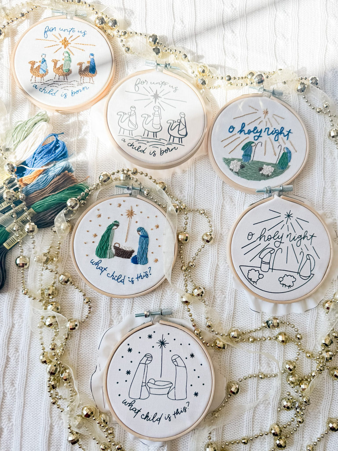 ellyandgrace Embroidery Kit For Unto Us Christmas Ornaments Embroidery Kit