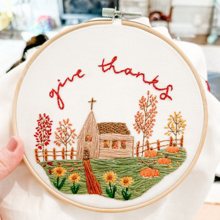 ellyandgrace Embroidery Kit Give Thanks Church Embroidery Kit