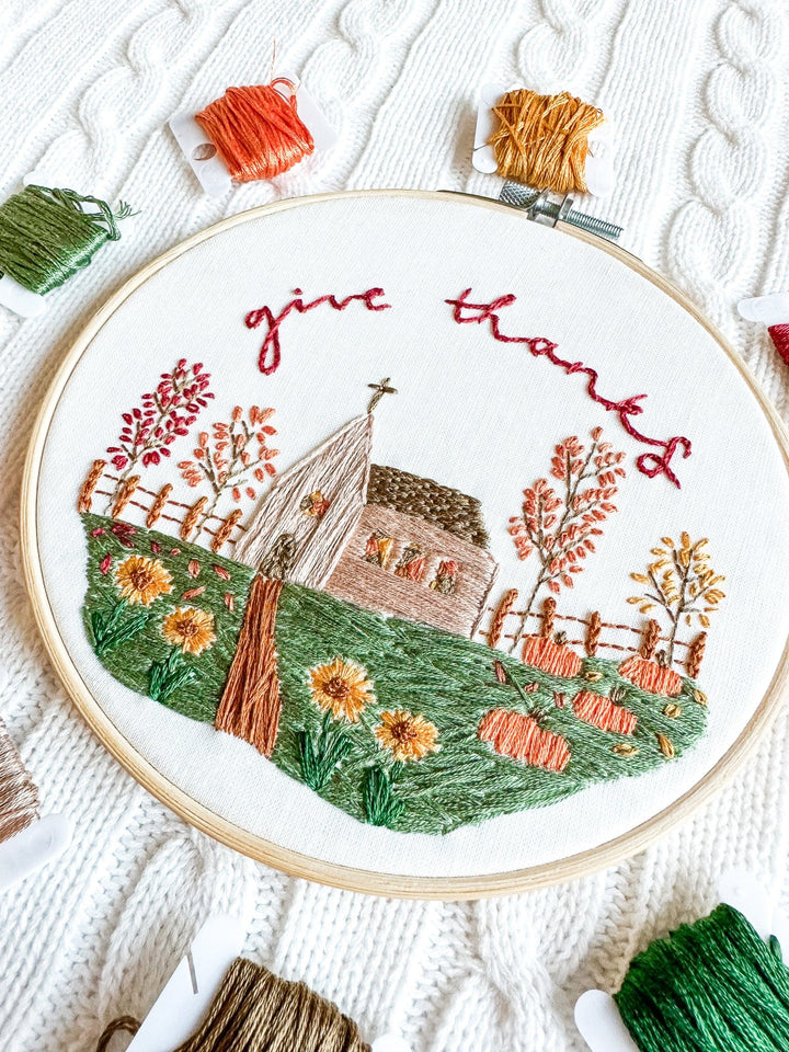 ellyandgrace Embroidery Kit Give Thanks Church Embroidery Kit