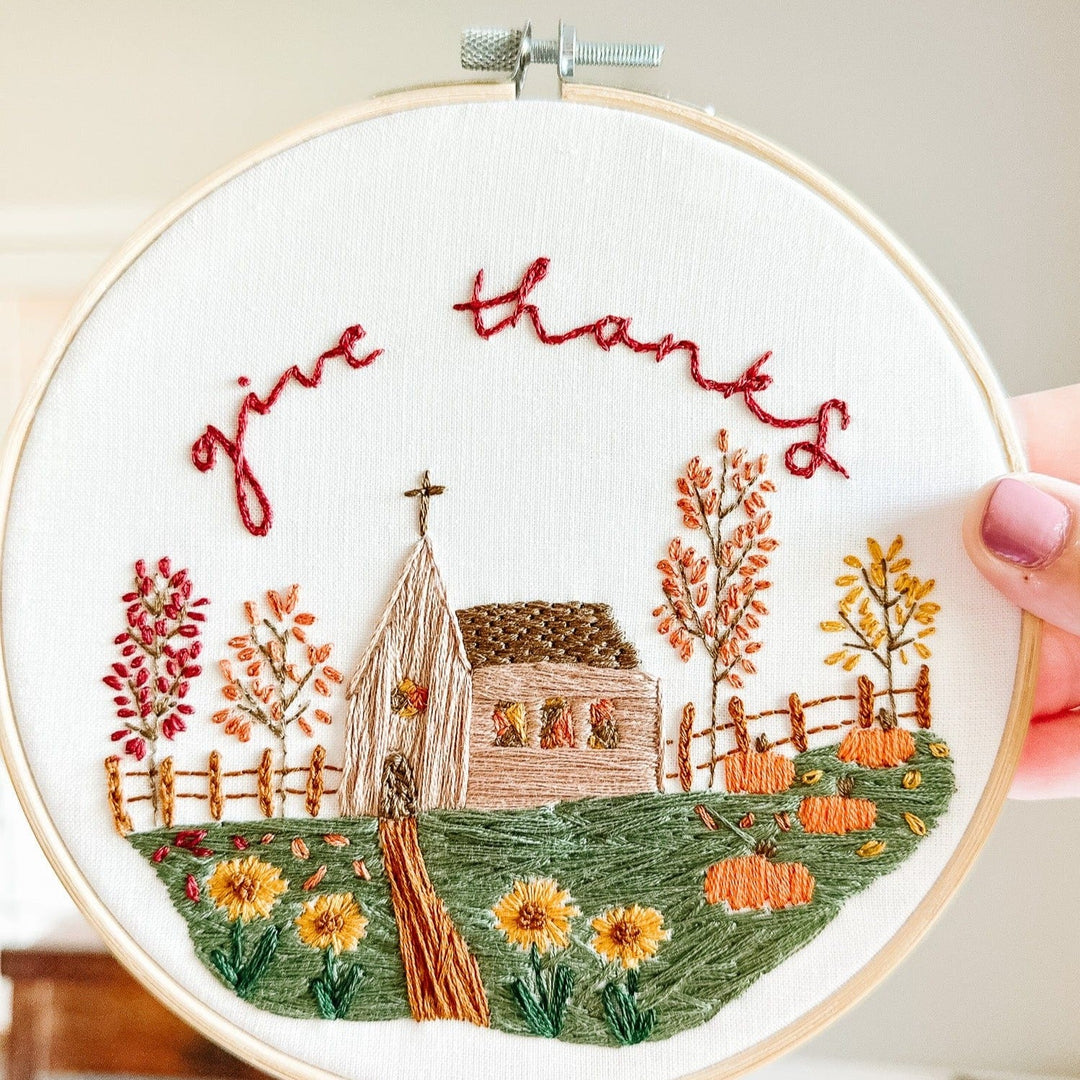 ellyandgrace Embroidery Kit Give Thanks Church Embroidery Kit