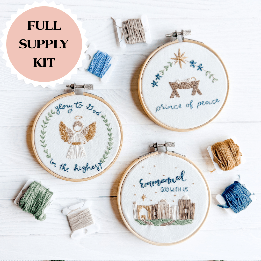 ellyandgrace Embroidery Kit Glory to God Christmas Ornament Embroidery Kit