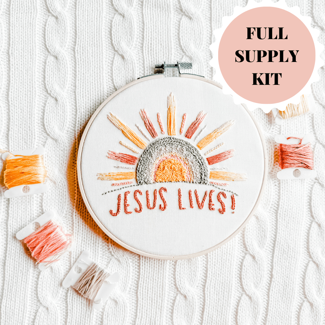 ellyandgrace Embroidery Kit Jesus Lives Embroidery Kit