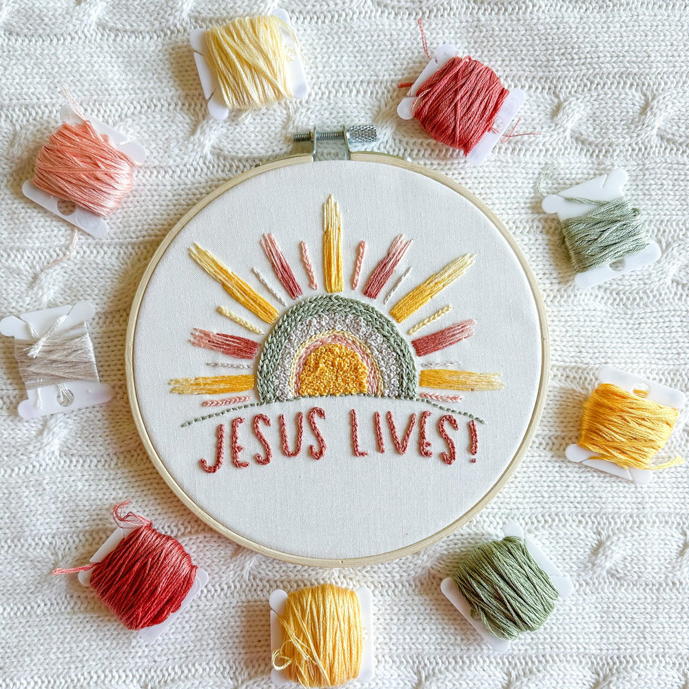 ellyandgrace Embroidery Kit Jesus Lives Embroidery Kit
