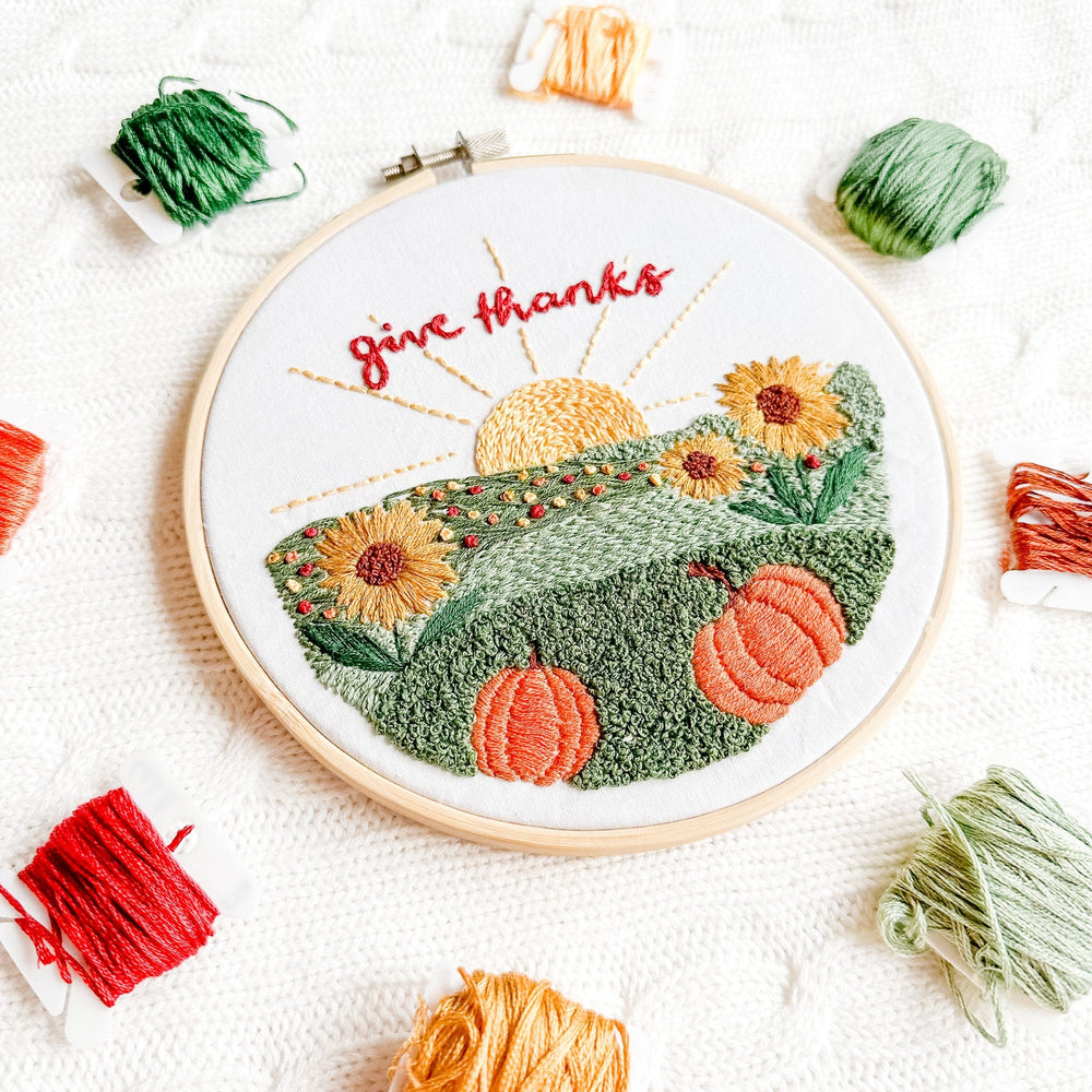 ellyandgrace Embroidery Kit Landscape Give Thanks Embroidery Kit