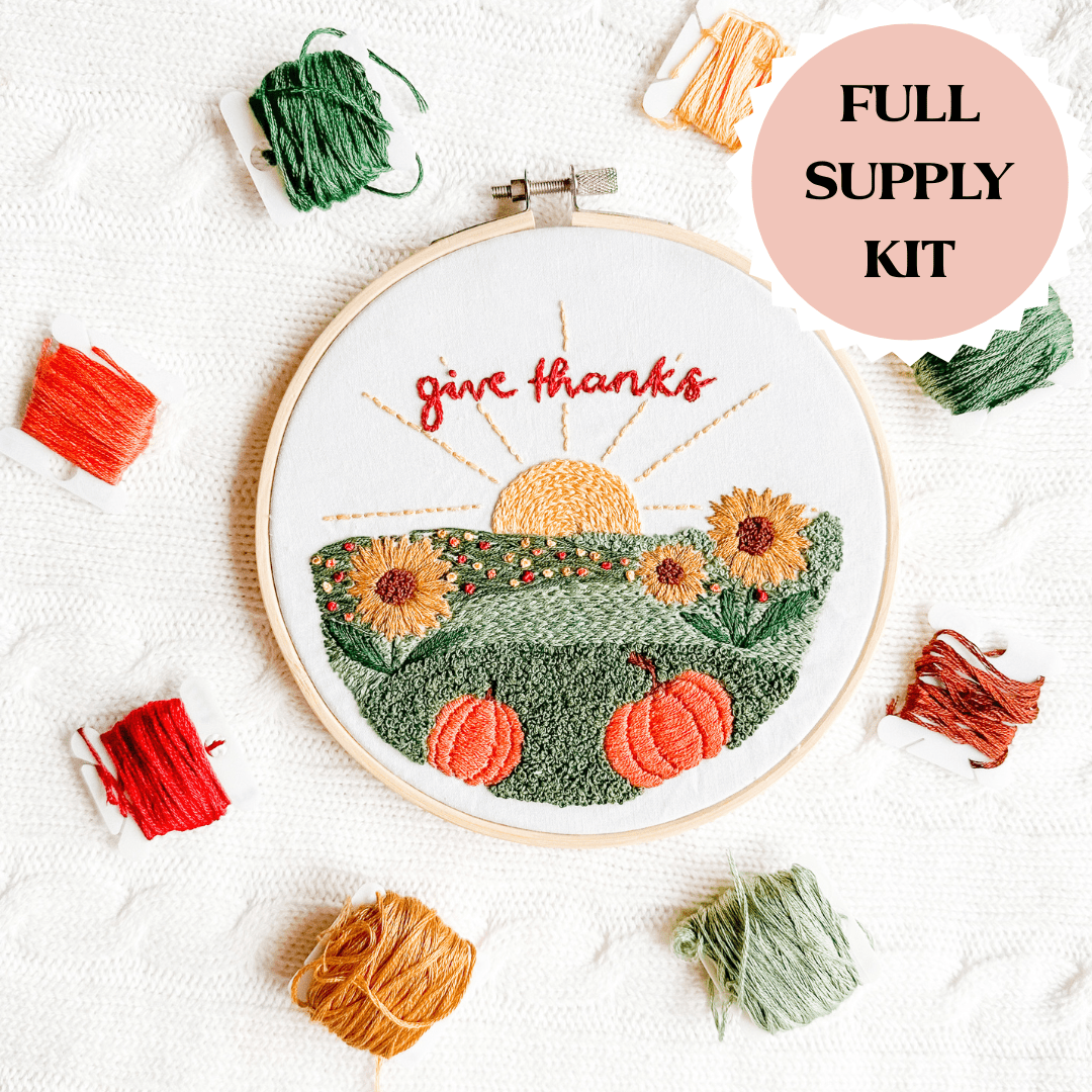 ellyandgrace Embroidery Kit Landscape Give Thanks Embroidery Kit