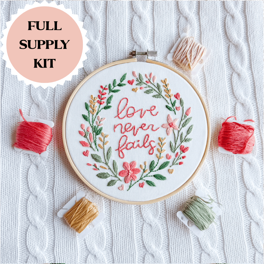 ellyandgrace Embroidery Kit Love Never Fails Embroidery Kit