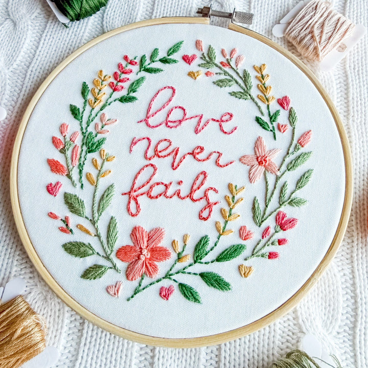 ellyandgrace Embroidery Kit Love Never Fails Embroidery Kit