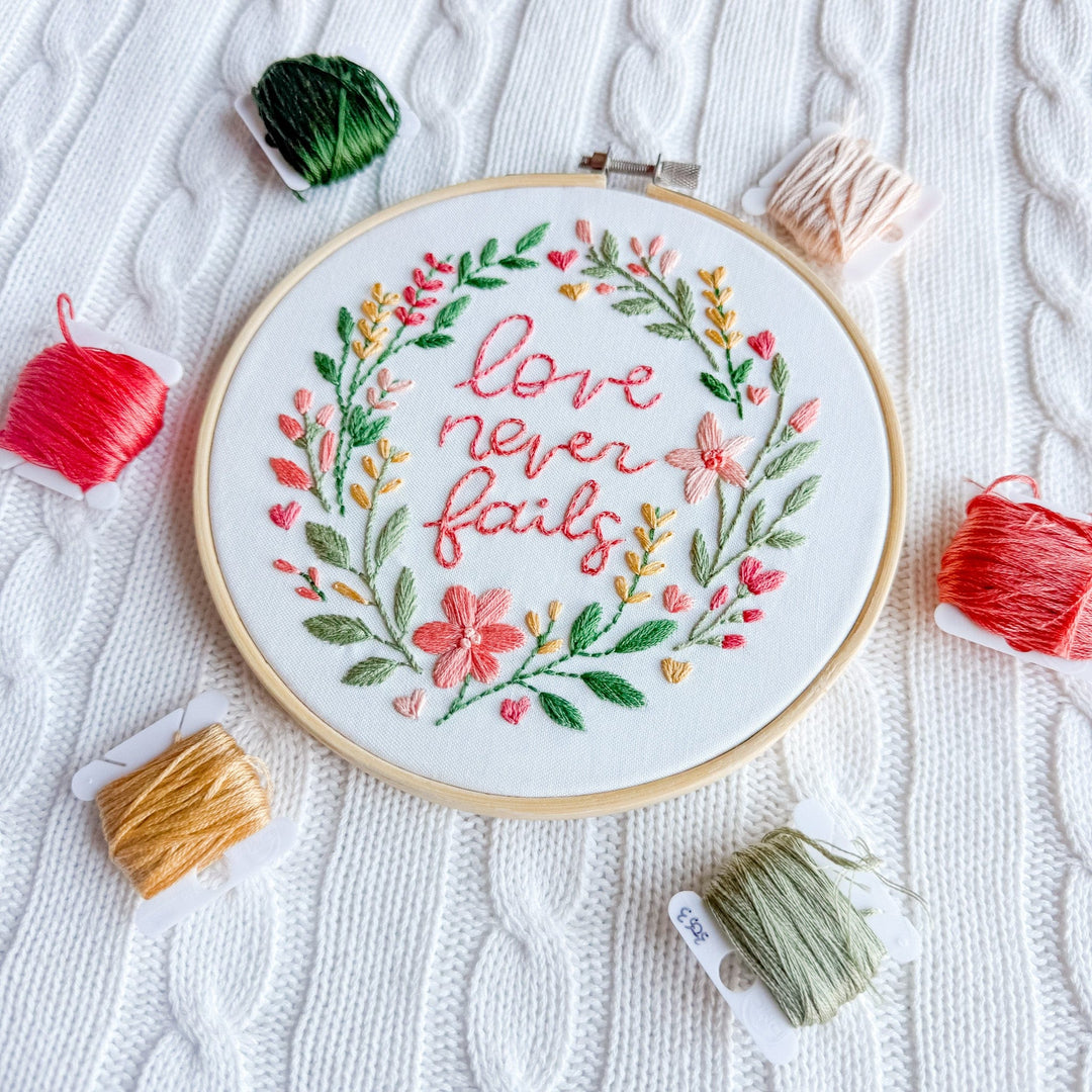ellyandgrace Embroidery Kit Love Never Fails Embroidery Kit