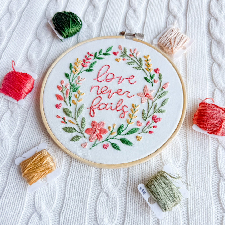 ellyandgrace Embroidery Kit Love Never Fails Embroidery Kit