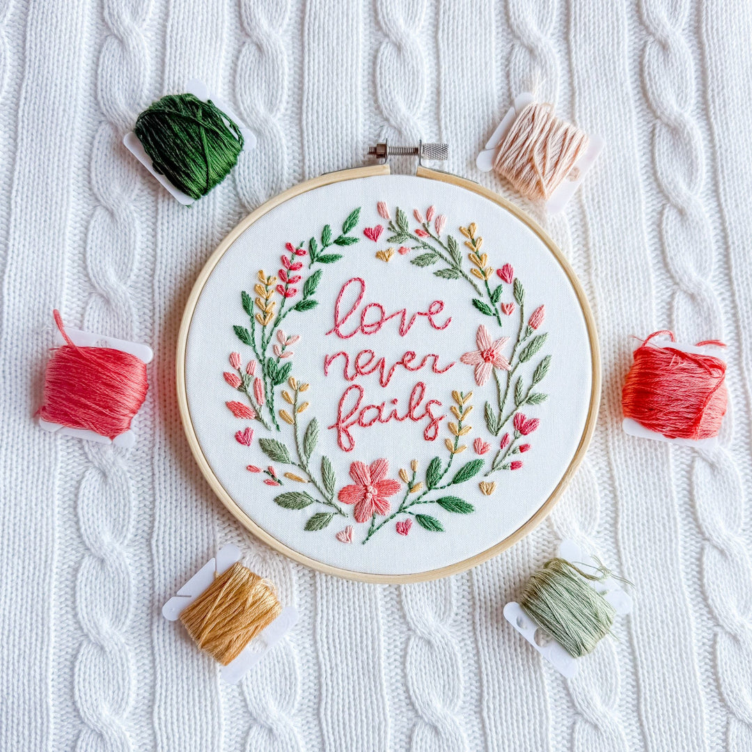 ellyandgrace Embroidery Kit Love Never Fails Embroidery Kit