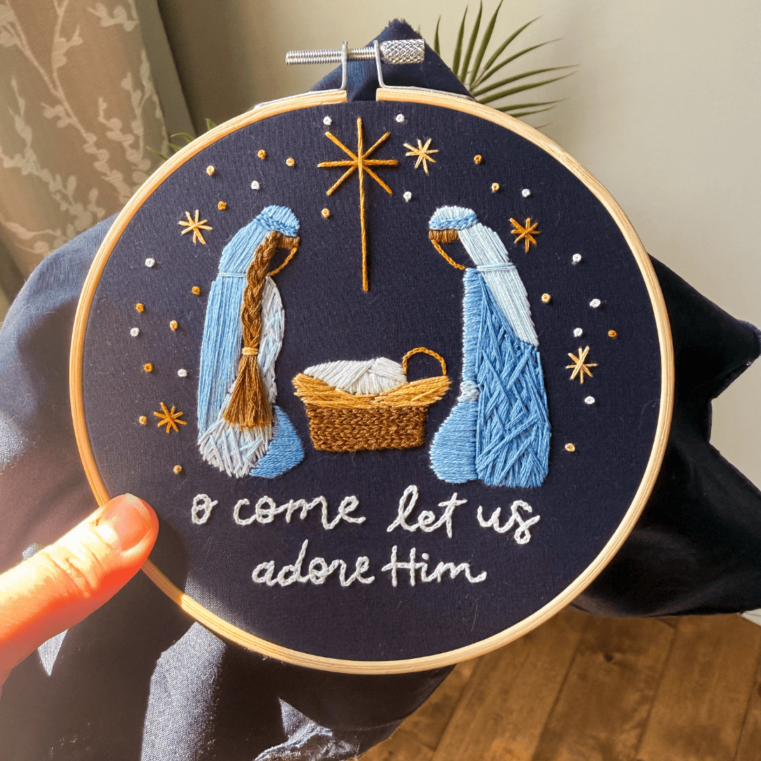 ellyandgrace Embroidery Kit O Come Let Us Adore Him Embroidery Kit