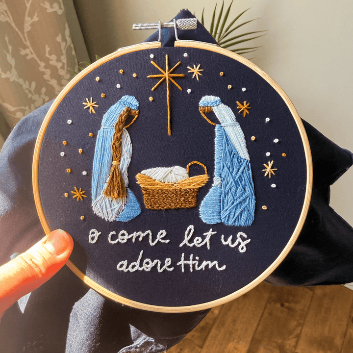 ellyandgrace Embroidery Kit O Come Let Us Adore Him Embroidery Kit