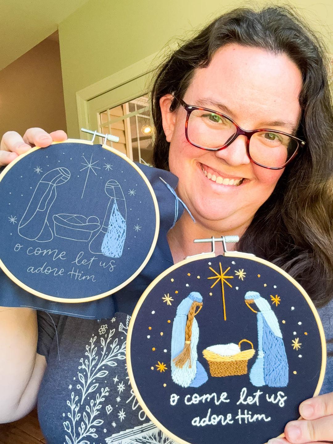 ellyandgrace Embroidery Kit O Come Let Us Adore Him Embroidery Kit