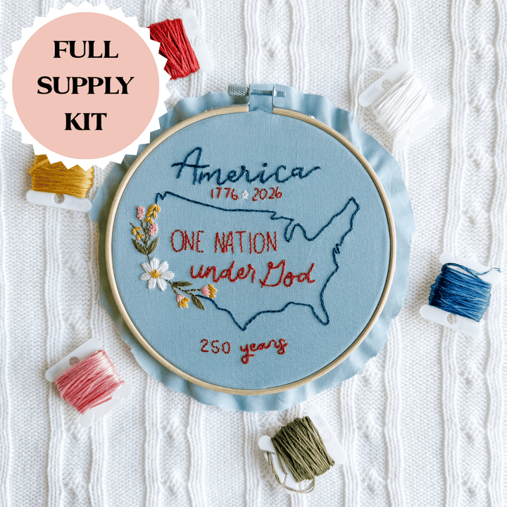 ellyandgrace Embroidery Kit One Nation Under God Embroidery Kit