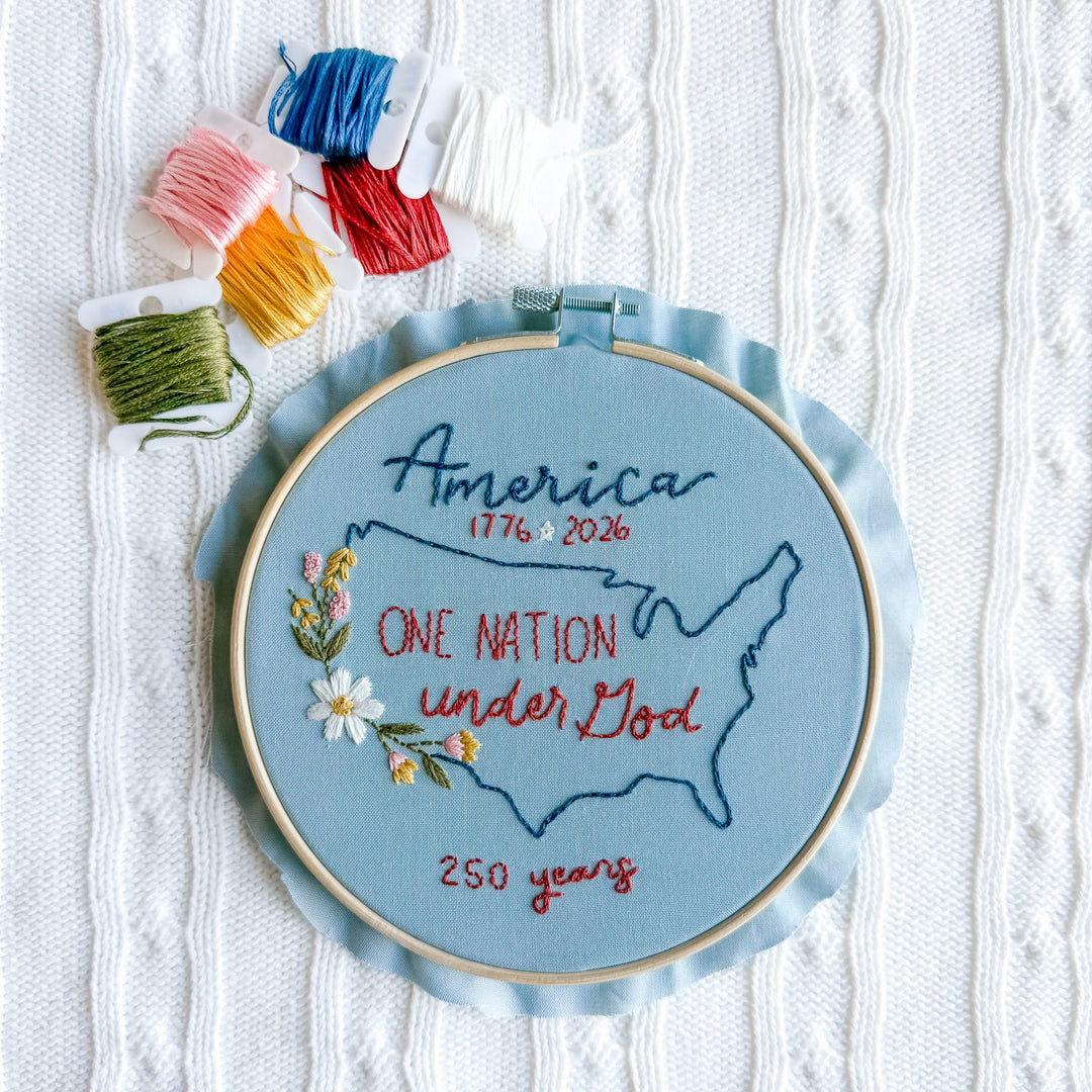 ellyandgrace Embroidery Kit One Nation Under God Embroidery Kit