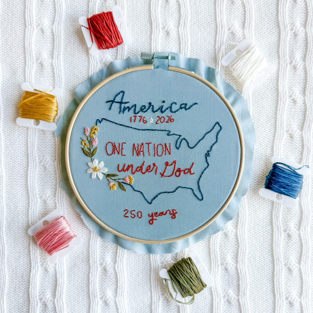 ellyandgrace Embroidery Kit One Nation Under God Embroidery Kit