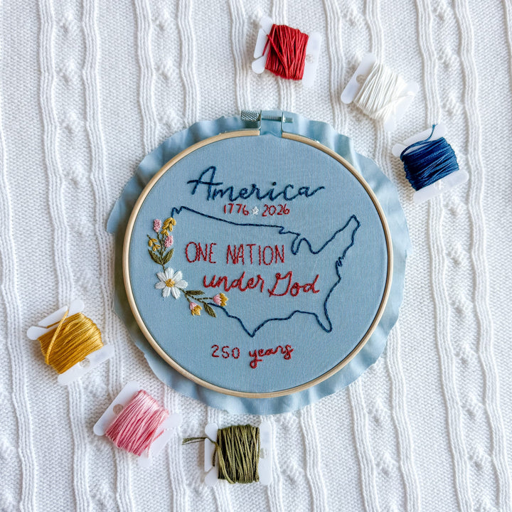 ellyandgrace Embroidery Kit One Nation Under God Embroidery Kit