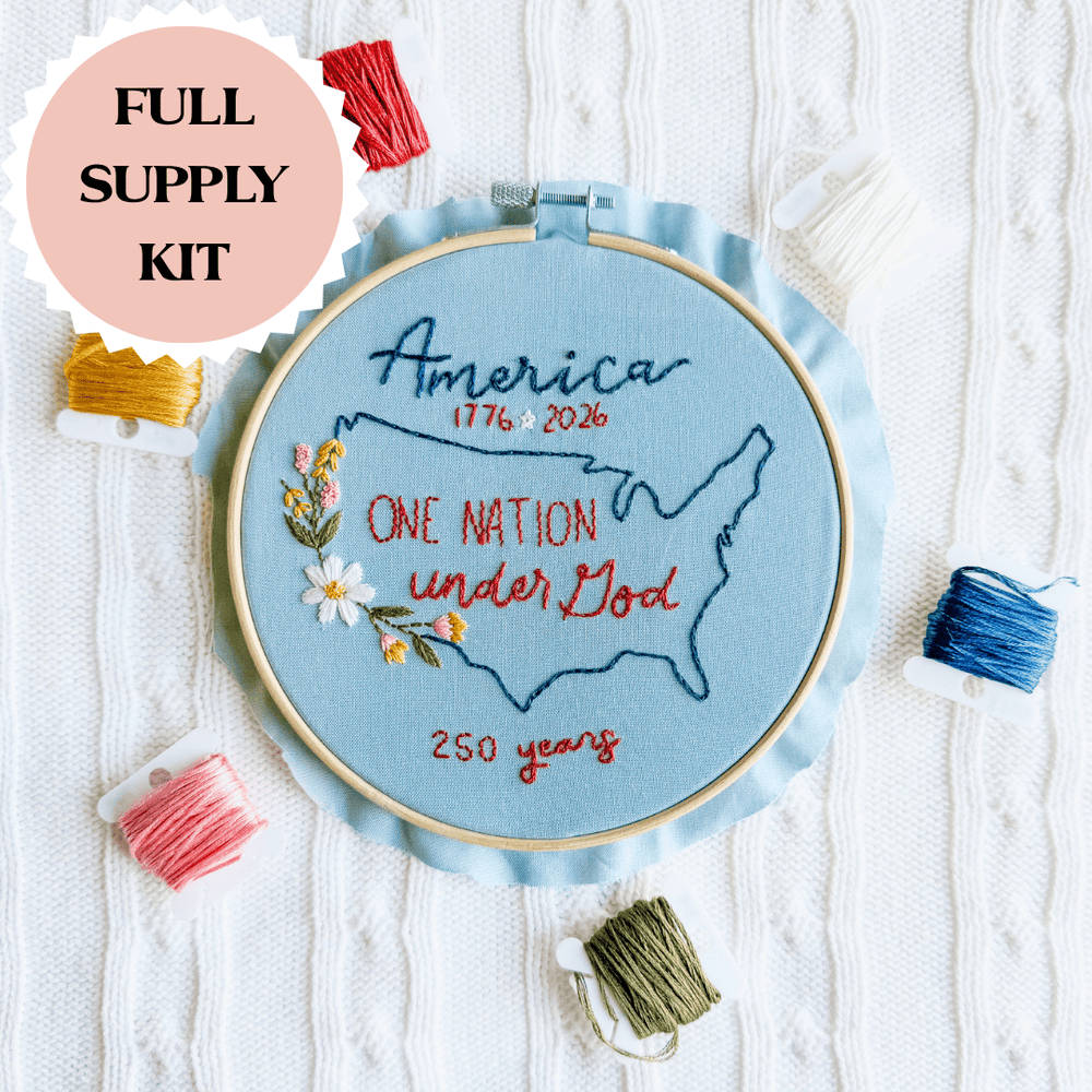 ellyandgrace Embroidery Kit One Nation Under God Embroidery Kit
