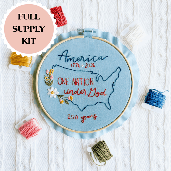 ellyandgrace Embroidery Kit One Nation Under God Embroidery Kit
