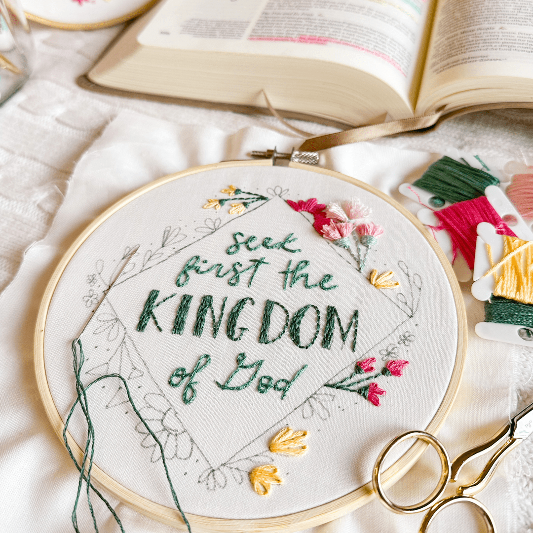 ellyandgrace Embroidery Kit Seek First the Kingdom Embroidery Kit