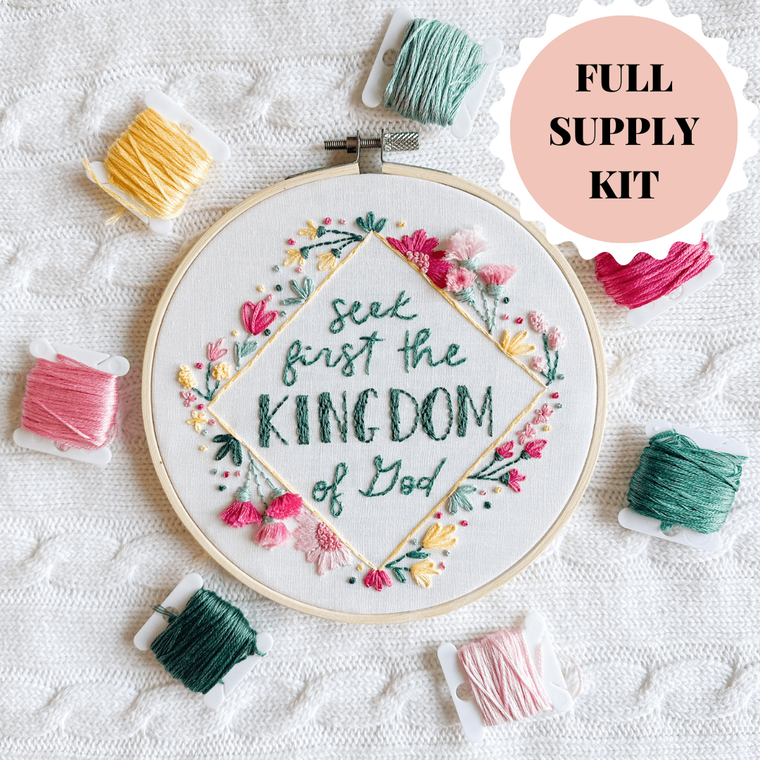 ellyandgrace Embroidery Kit Seek First the Kingdom Embroidery Kit