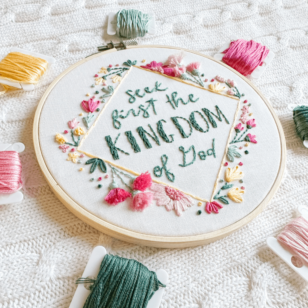 ellyandgrace Embroidery Kit Seek First the Kingdom Embroidery Kit