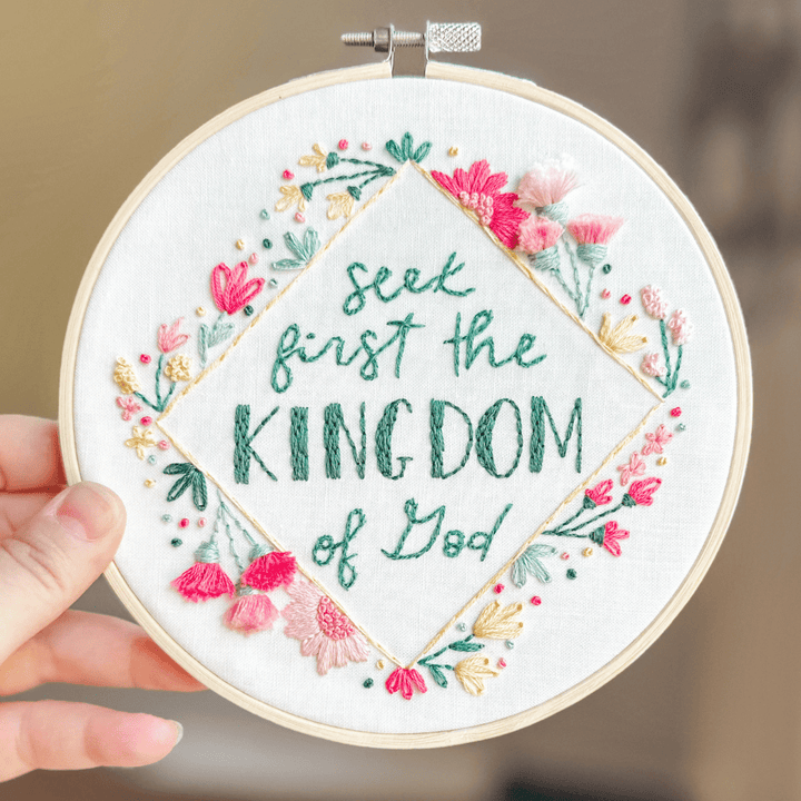 ellyandgrace Embroidery Kit Seek First the Kingdom Embroidery Kit