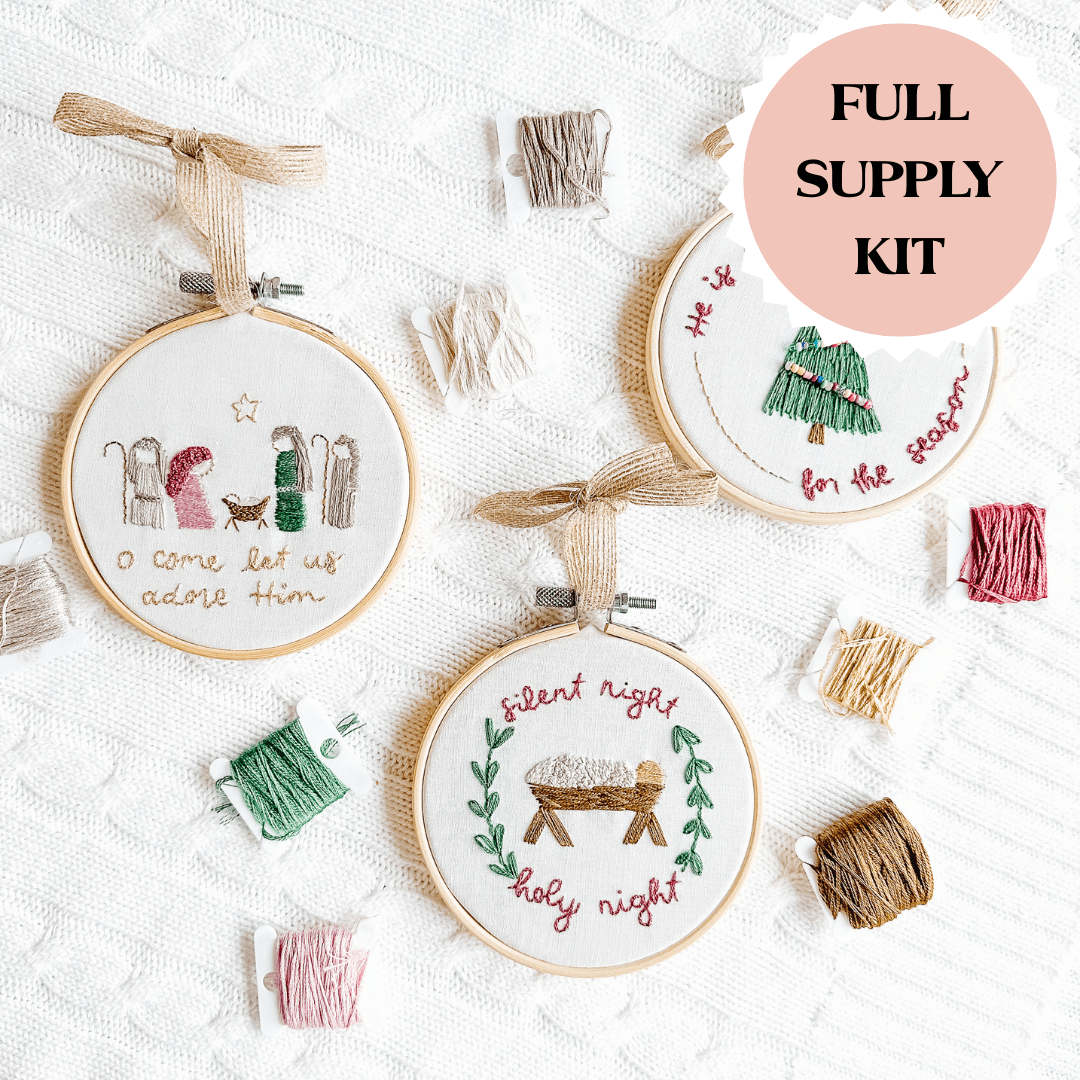 ellyandgrace Embroidery Kit Silent Night Christmas Ornament Embroidery Kit