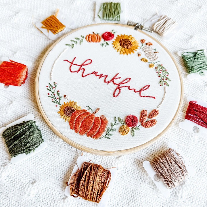 ellyandgrace Embroidery Kit Thankful Wreath Embroidery Kit