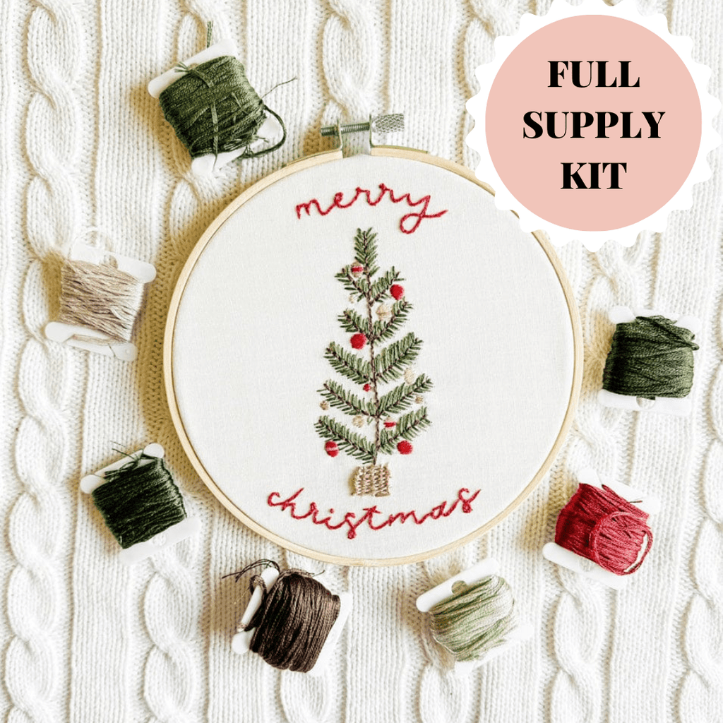 ellyandgrace Embroidery Kit Tree Merry Christmas Embroidery Kit