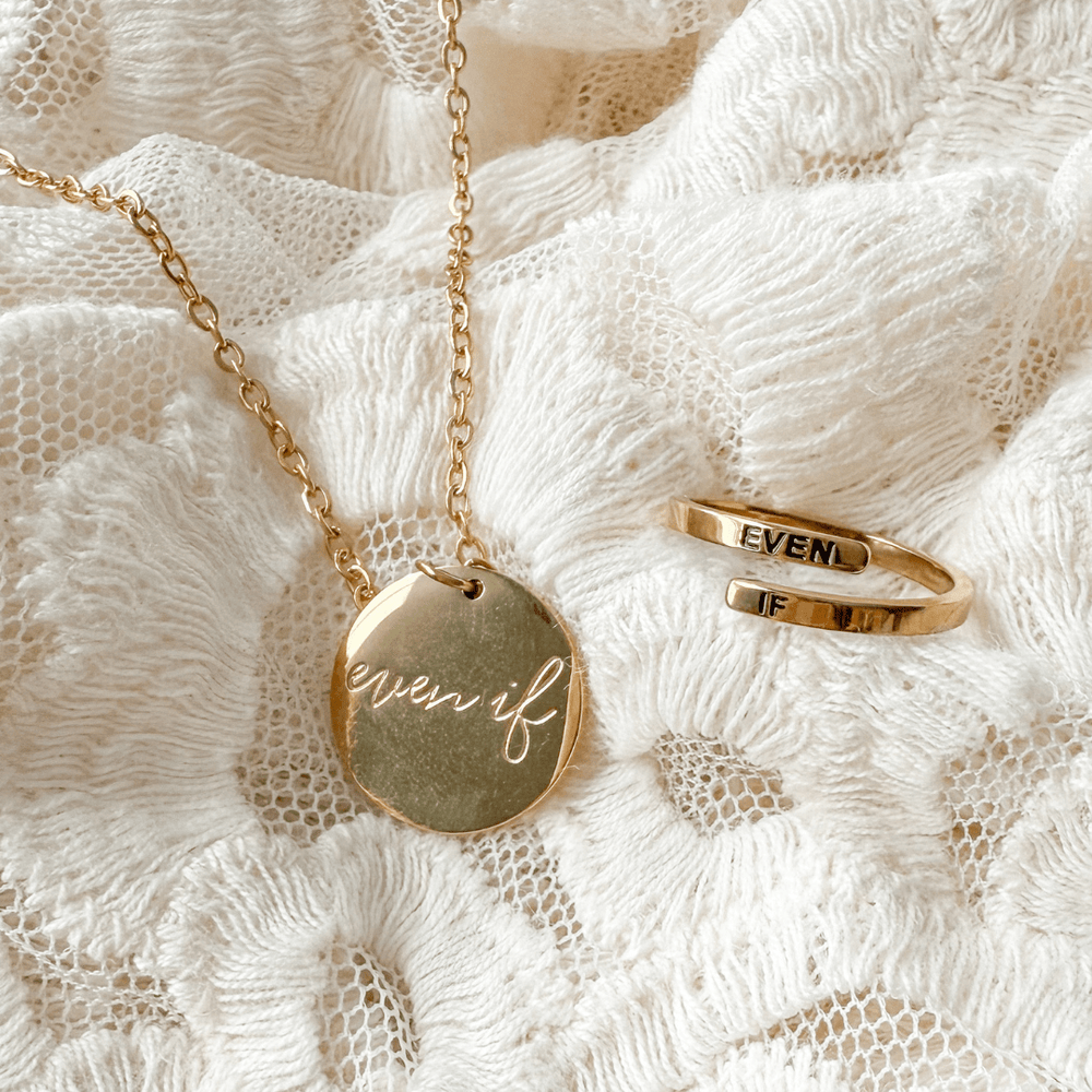 ellyandgrace "Even If" Christian Gold Necklace + Ring Set