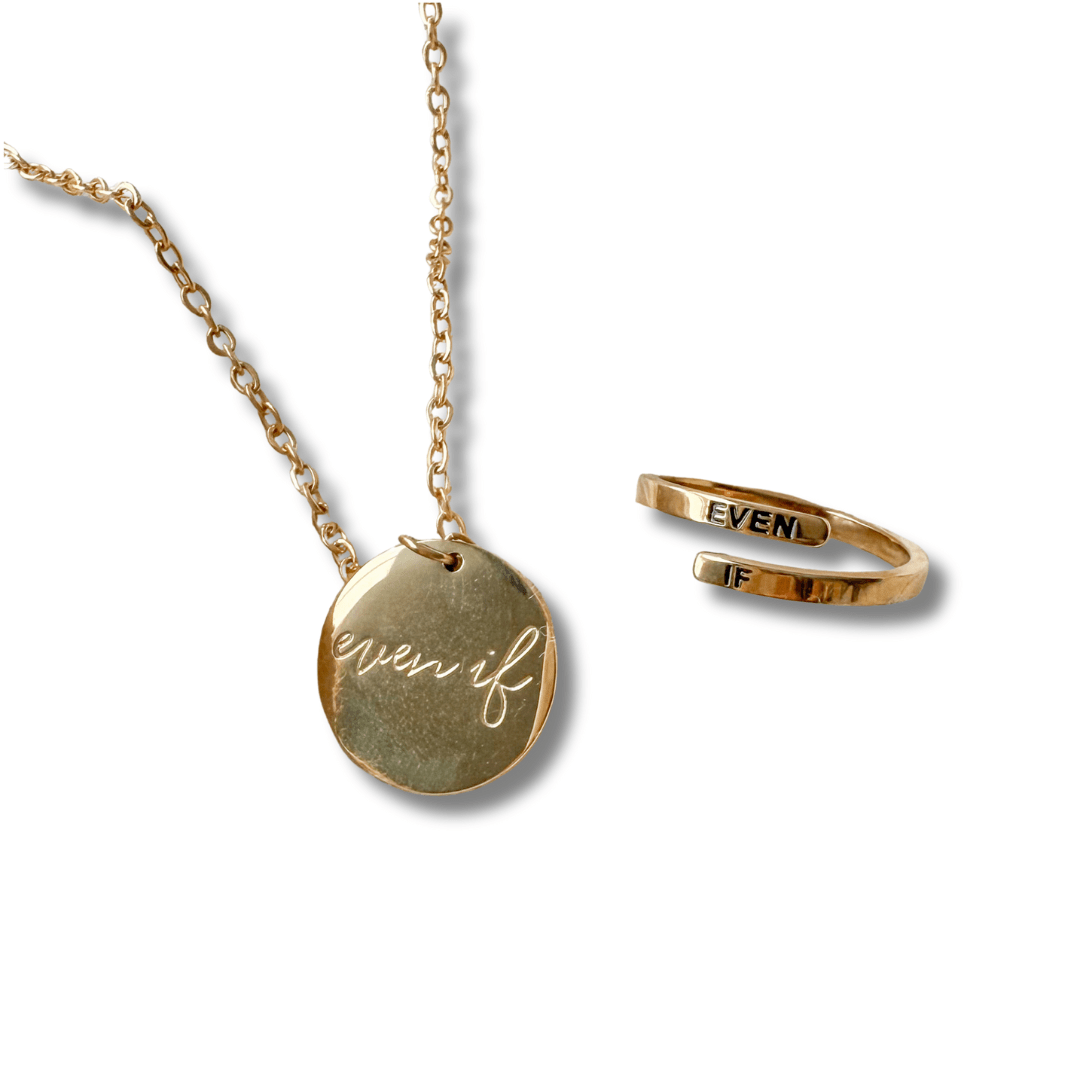 ellyandgrace "Even If" Christian Gold Necklace + Ring Set
