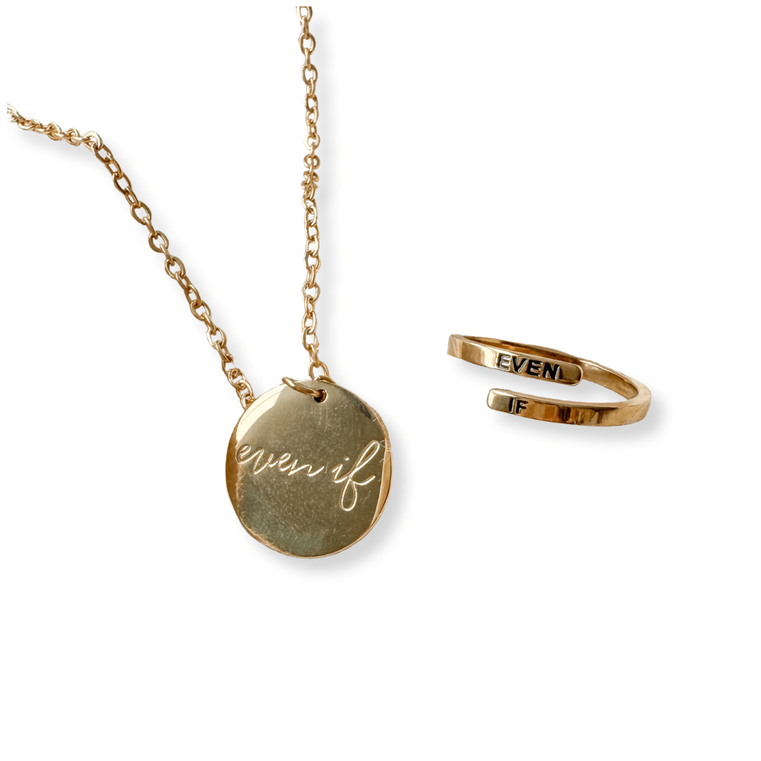 ellyandgrace "Even If" Christian Gold Necklace + Ring Set