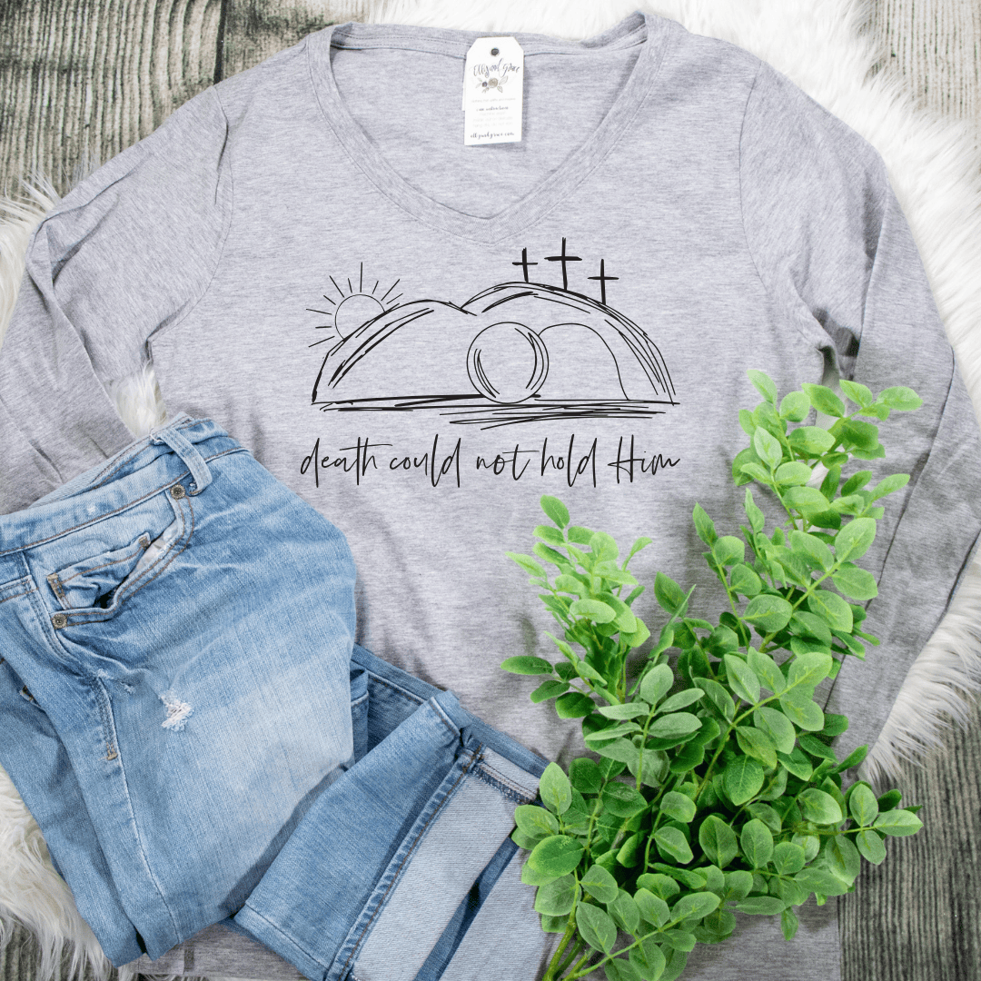 ellyandgrace LPC450VLS Death Could Not Hold Him Longsleeve V-Neck