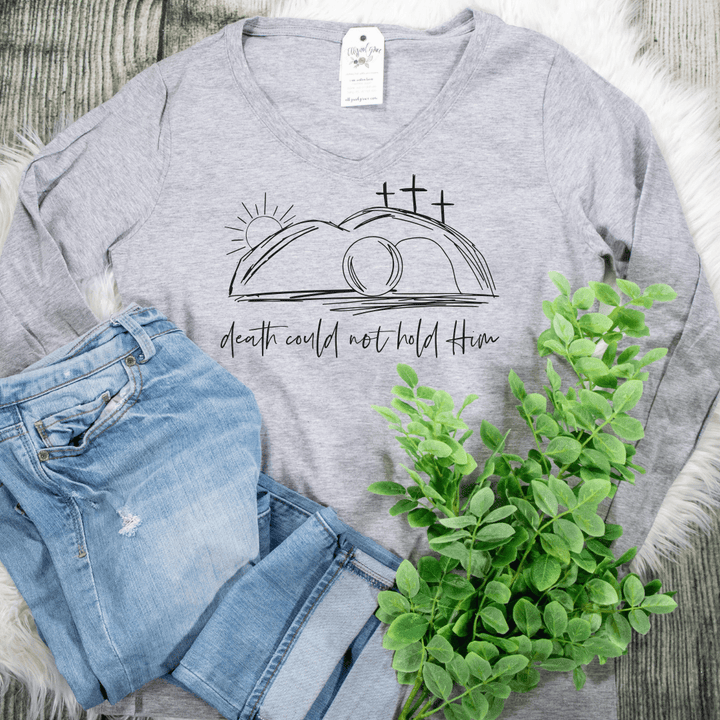 ellyandgrace LPC450VLS Death Could Not Hold Him Longsleeve V-Neck