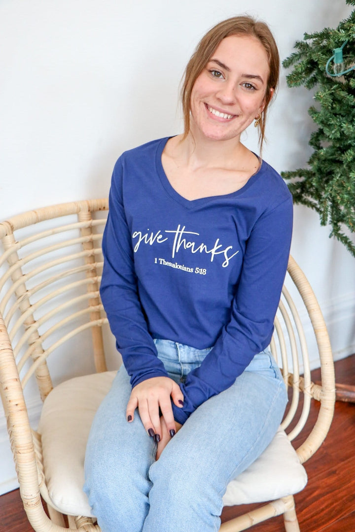 ellyandgrace LPC450VLS Give Thanks Longsleeve V-Neck