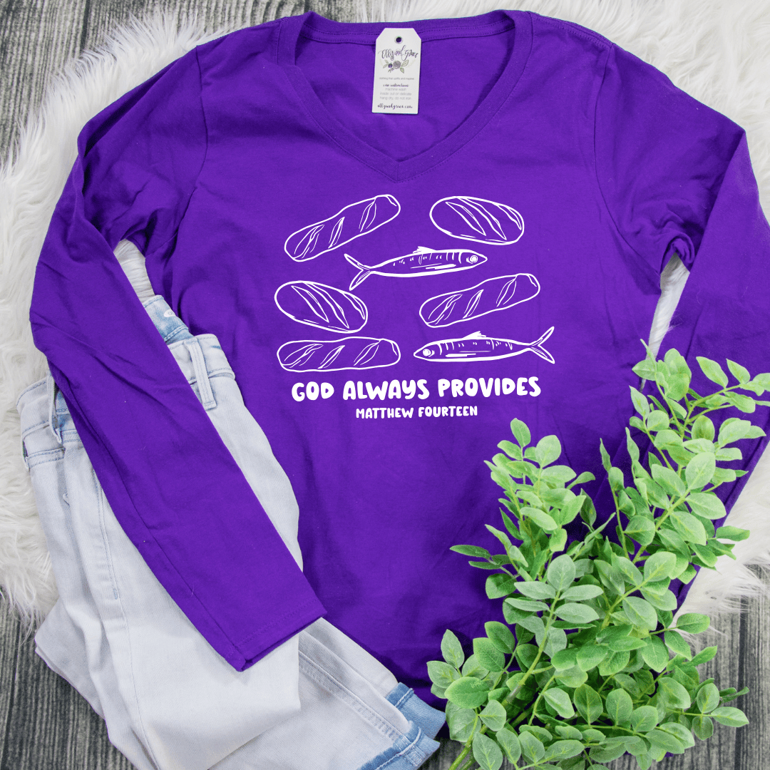 ellyandgrace LPC450VLS God Always Provides Longsleeve V-Neck