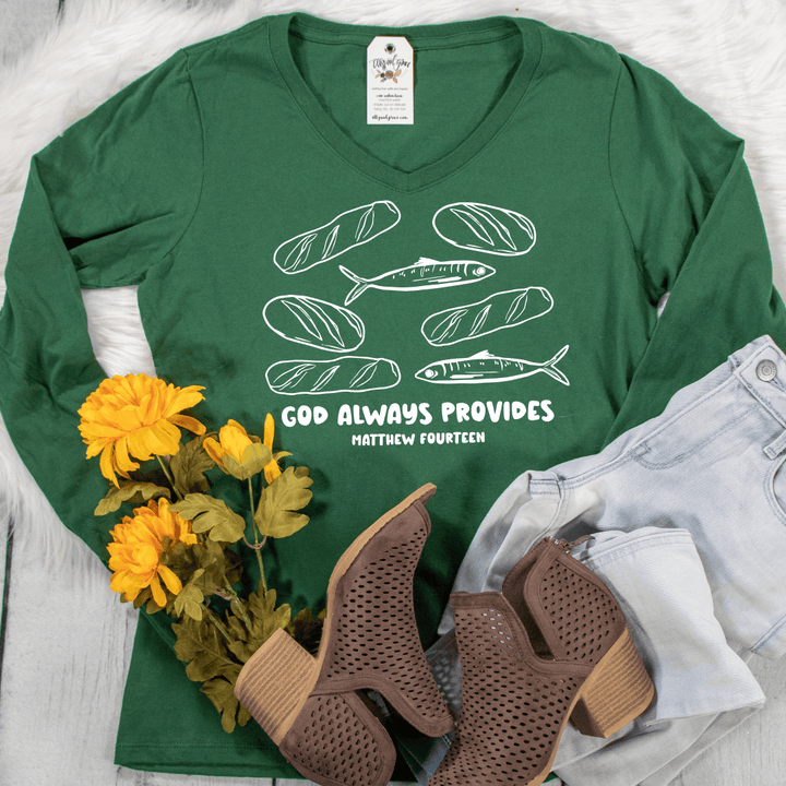ellyandgrace LPC450VLS God Always Provides Longsleeve V-Neck