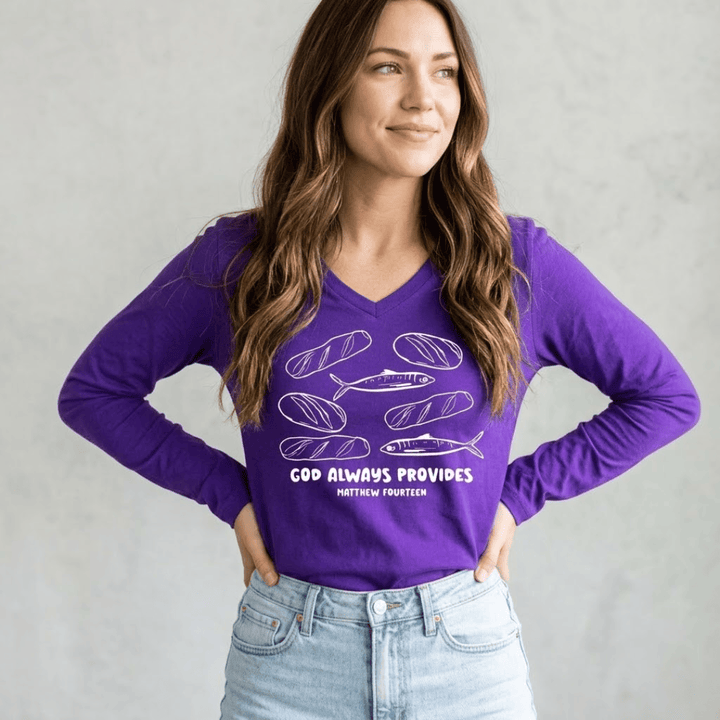 ellyandgrace LPC450VLS God Always Provides Longsleeve V-Neck