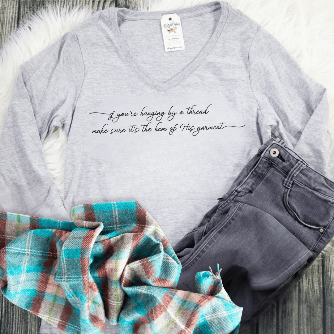 ellyandgrace LPC450VLS If You're Hanging On By a Thread Longsleeve V-Neck