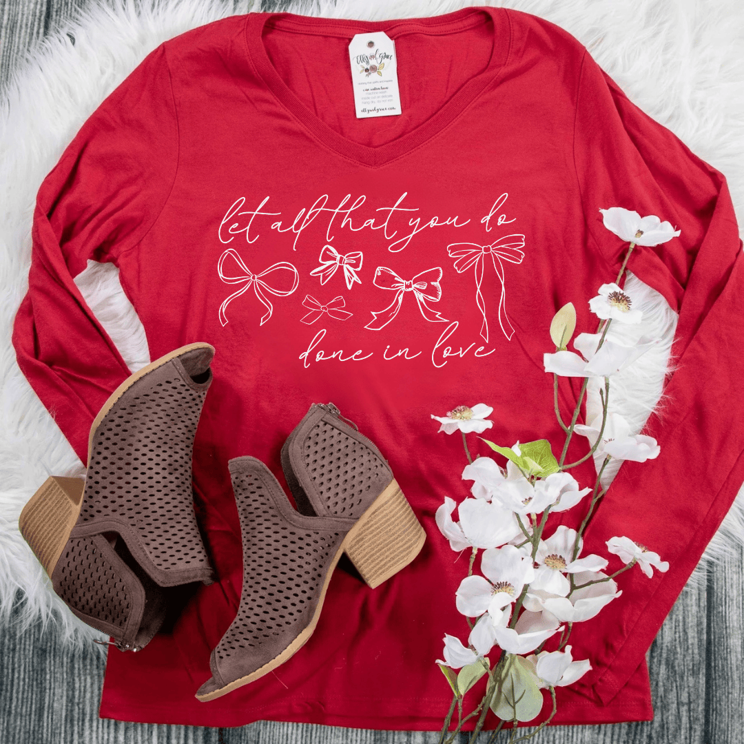 ellyandgrace LPC450VLS Let All That You Do Be Done in Love Longsleeve V-Neck
