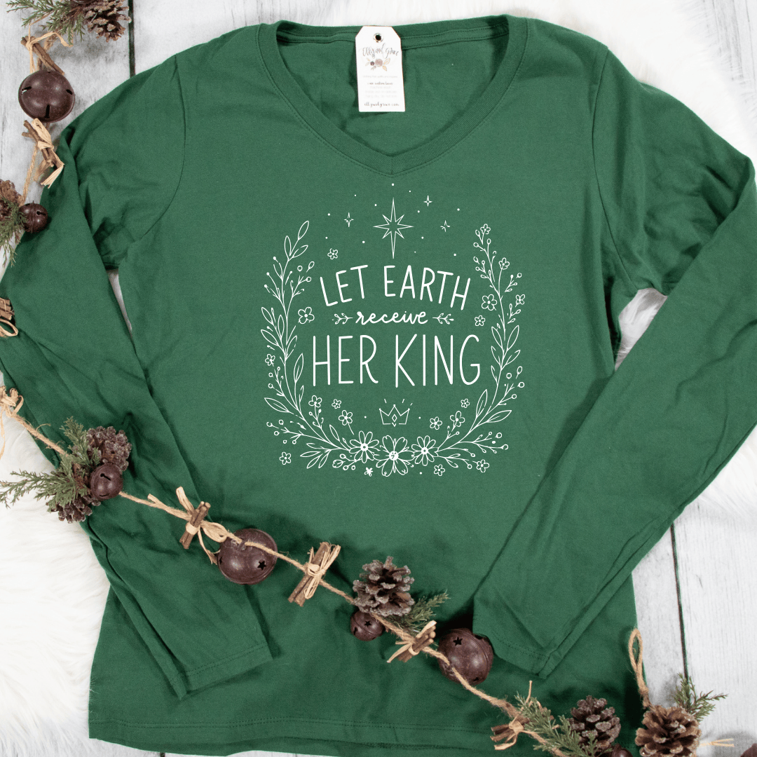 ellyandgrace LPC450VLS Let Earth Receive Her King Longsleeve V-Neck