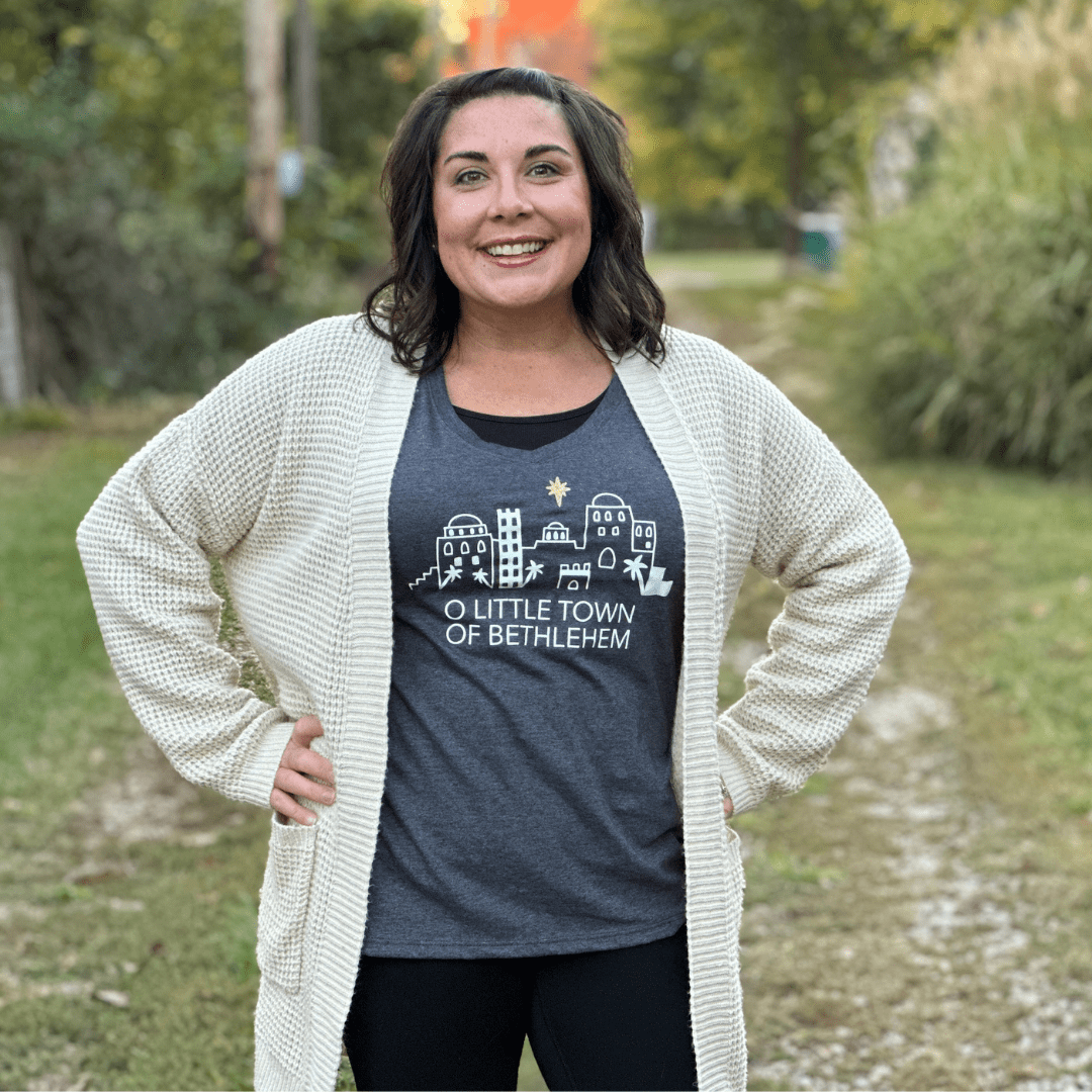 ellyandgrace LPC450VLS O Little Town of Bethlehem Longsleeve V-Neck
